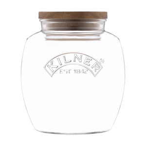 Kilner Universal Glass Storage Jar Wooden Lid 2 Litre - pantry storage jar
