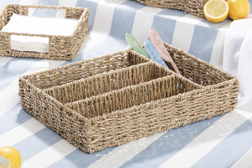 Ladelle Hayman Seagrass Cutlery Tray styled table setting - resort dining