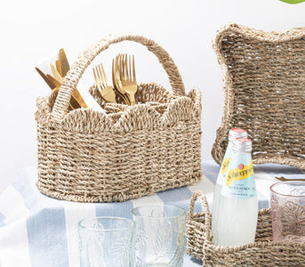 Ladelle Hayman Seagrass Utensil Caddy Holder styled kitchen setting
