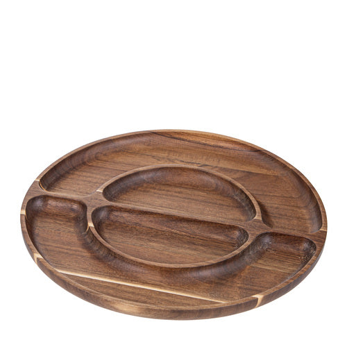 Ladelle Gather Acacia Round Sectional Platter 35cm - grazing serveware