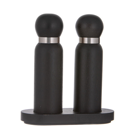 Ladelle Gather Salt & Pepper Grinder Set Black - rubberwood benchtop set