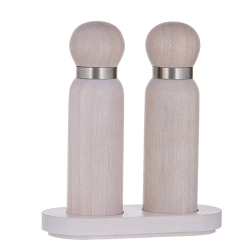 Ladelle Gather Salt & Pepper Grinder Set White Wash - rubberwood benchtop set