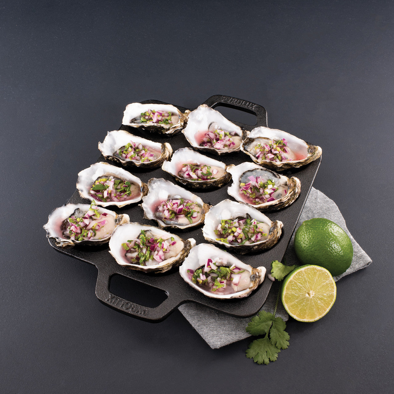 Pyrocast Cast Iron Oyster Tray, 12 Piece - Pyrolux