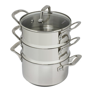 Pyrolux Pyrosteel Stainless Steel 3 Tier Steamer Set 18cm - induction steamer cookware