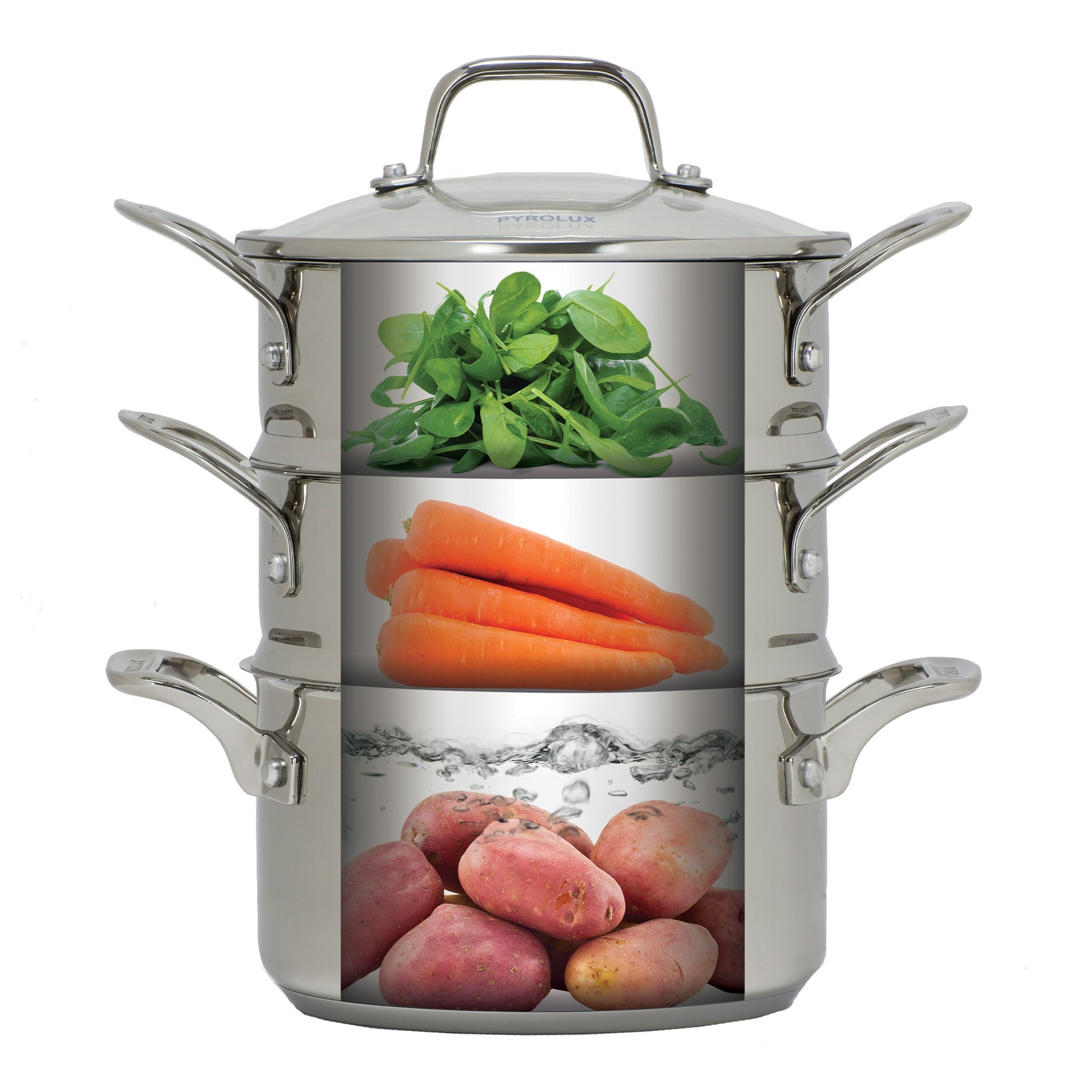 Pyrolux Pyrosteel Stainless Steel 3 Tier Steamer Set 18cm - alternate view
