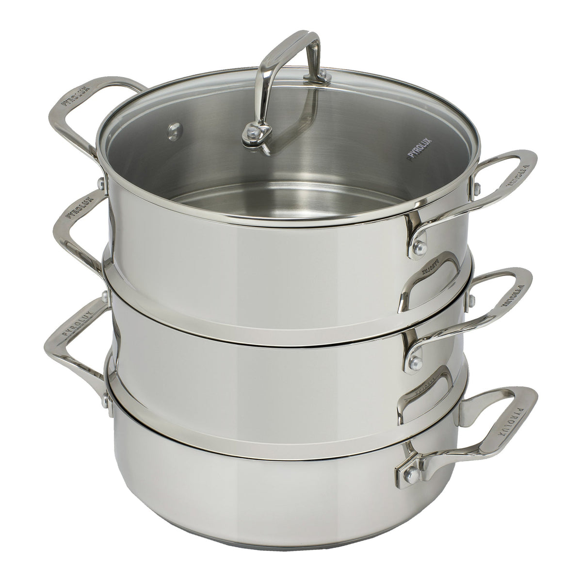 Pyrolux Pyrosteel Stainless Steel 3 Tier Steamer Set 24cm - induction steamer cookware