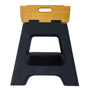 Vigar Compact 2-Step Folding Stool 40cm Bamboo Top – Black