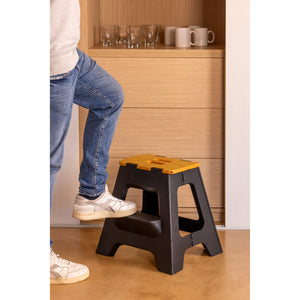 Vigar Compact 2-Step Folding Stool 40cm Bamboo Top – Black