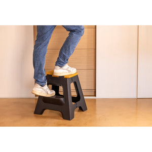 Vigar Compact 2-Step Folding Stool 40cm Bamboo Top – Black