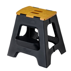 Vigar Compact 2-Step Folding Stool 40cm Bamboo Top – Black