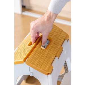 Vigar Compact 2-Step Folding Stool 40cm Bamboo Top – White