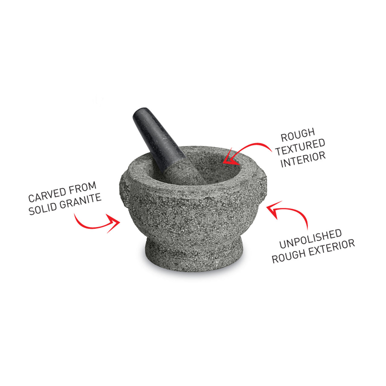 Mortar & Pestle 20cm Rough Green Granite - Avanti
