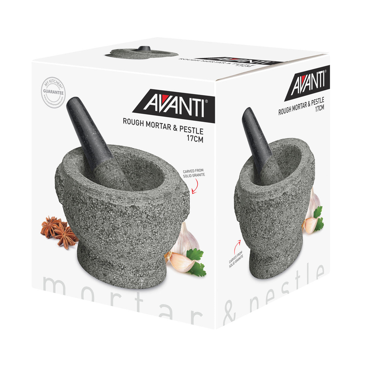 Mortar & Pestle 20cm Rough Green Granite - Avanti