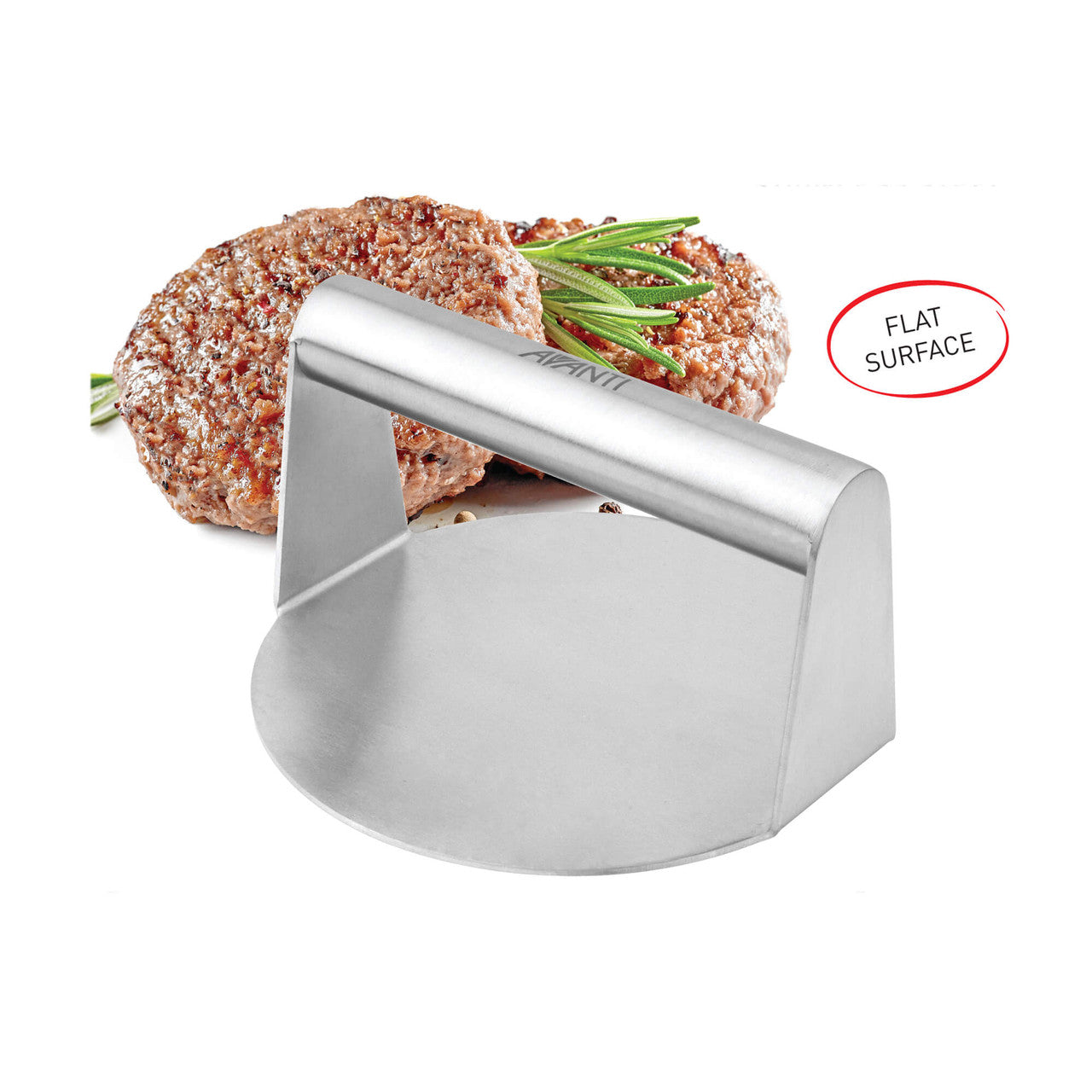 Avanti Stainless Steel Burger Smasher handle detail - BBQ patty press