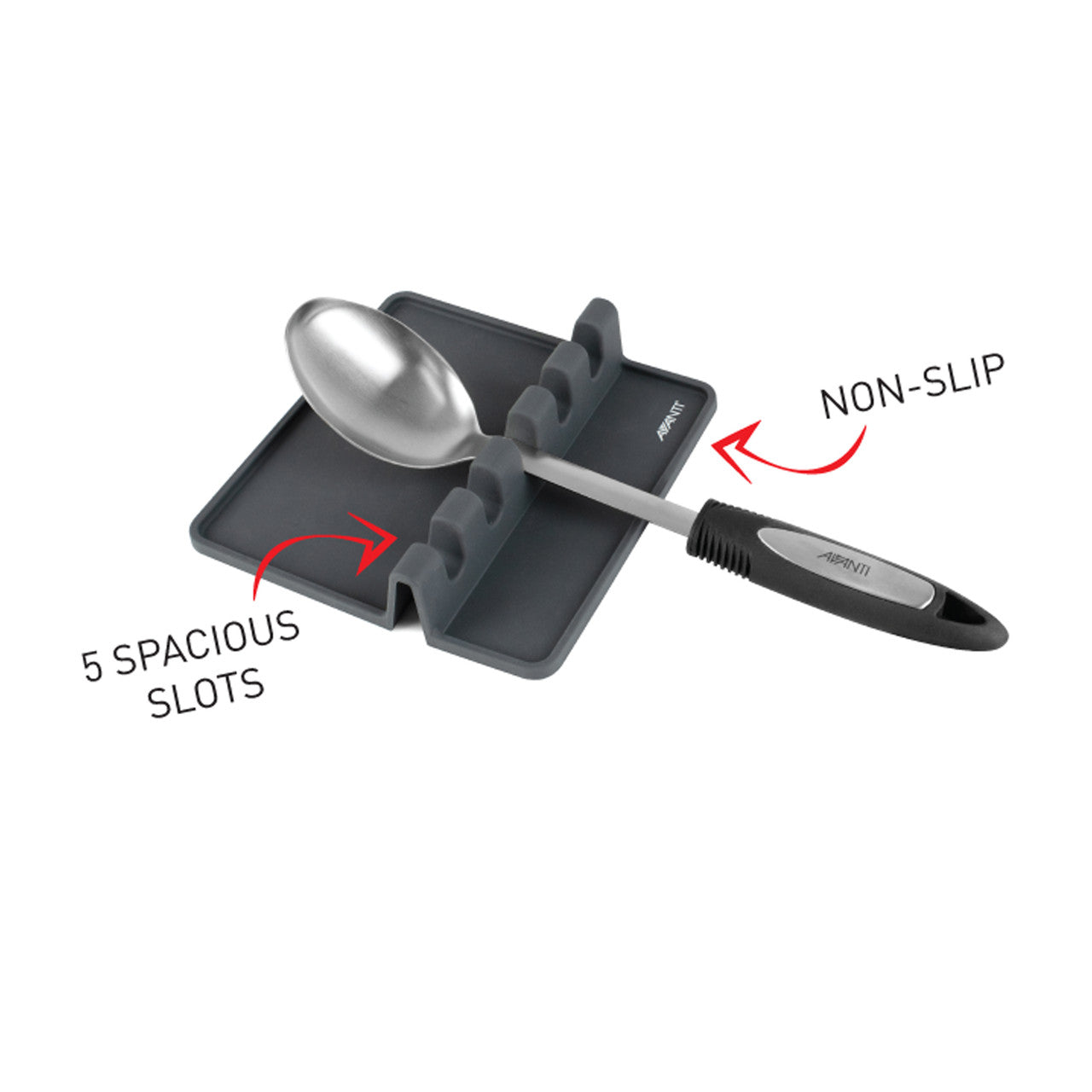Avanti Silicone Utensil Rest - non-slip grip and 5 utensil slots detail