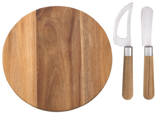 Ladelle Gather Cheese Knife & Board Set 3pc - acacia serving board with knives