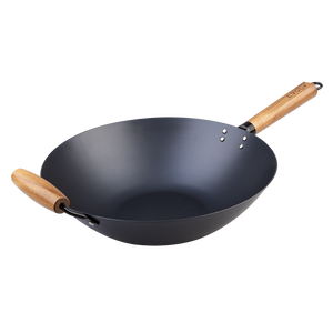 Carbon Steel Wok 35cm with Acacia Wood Handle – Evolv