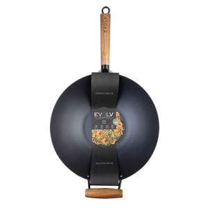 Carbon Steel Wok 35cm with Acacia Wood Handle – Evolv