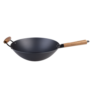 Carbon Steel Wok 35cm with Acacia Wood Handle – Evolv