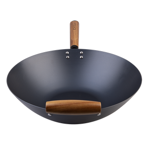 Carbon Steel Wok 35cm with Acacia Wood Handle – Evolv