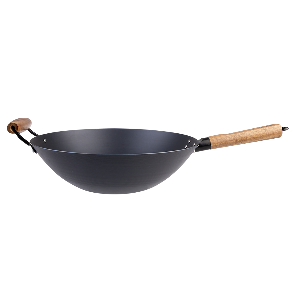 Carbon Steel Wok 35cm with Acacia Wood Handle – Evolv