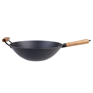 Carbon Steel Wok 35cm with Acacia Wood Handle – Evolv