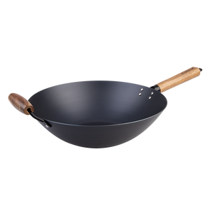 Carbon Steel Wok 35cm with Acacia Wood Handle – Evolv