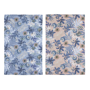 Ladelle Mossman 2pk Kitchen Towel Blue Blush - botanical print cotton tea towels