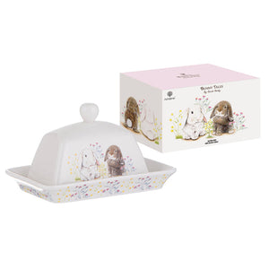 Ashdene Bunny Tales butter dish detail — pastel bunny artwork