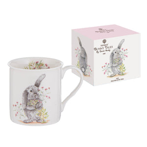 Ashdene Bunny Tales Grey Bunny Mug detail — pastel bunny artwork