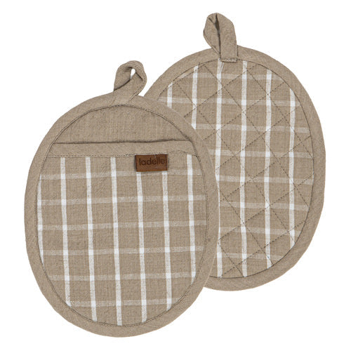 Ladelle Hemingway 2pk Pot Holder Taupe - heat-resistant kitchen pot holder