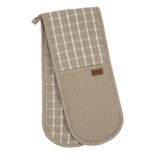 Ladelle Hemingway Double Oven Mitt Taupe - kitchen heat protection