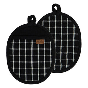 Ladelle Hemingway 2pk Pot Holder Black - heat-resistant kitchen pot holder