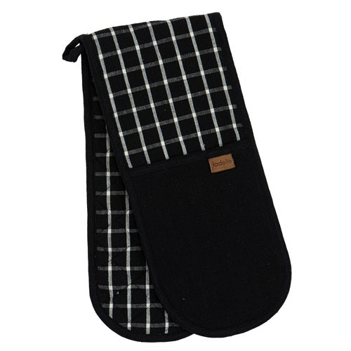 Ladelle Hemingway Double Oven Mitt Black - kitchen heat protection