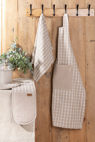 Ladelle Hemingway Taupe 2pk Kitchen Towel - styled close-up of towel weave and fold