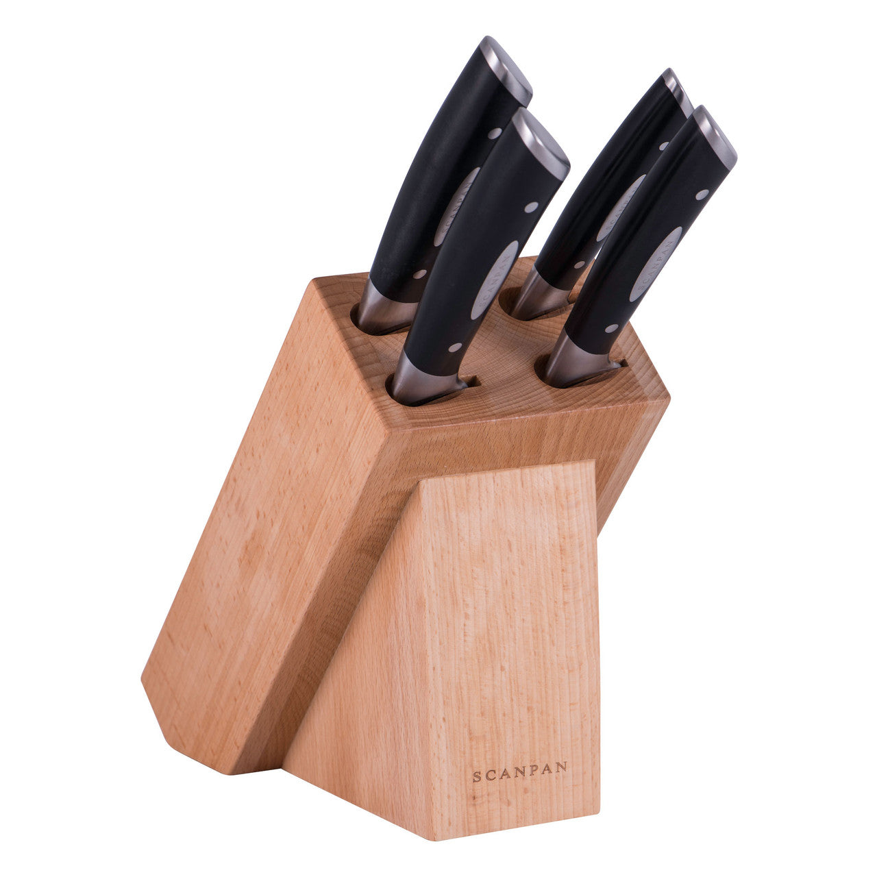 Scanpan Classic 5-Piece Knife Block Set - German Steel with Beechwood Block