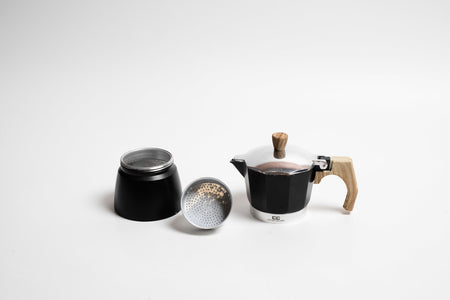 Coffee Culture Black Stovetop Coffee Maker 3 Cup - stay-cool handle