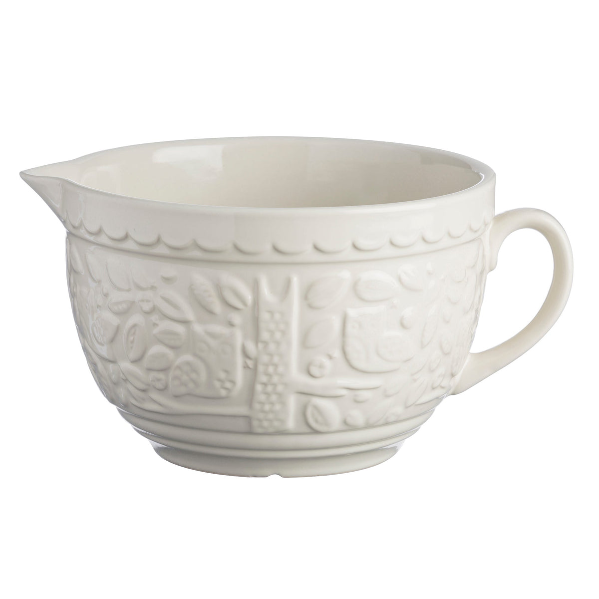 Mason Cash In The Forest Owl Batter Bowl 2L Cream - embossed woodland design