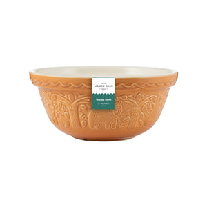 Mason Cash In The Forest Ochre Mixing Bowl 24cm - angle view showing embossed detail