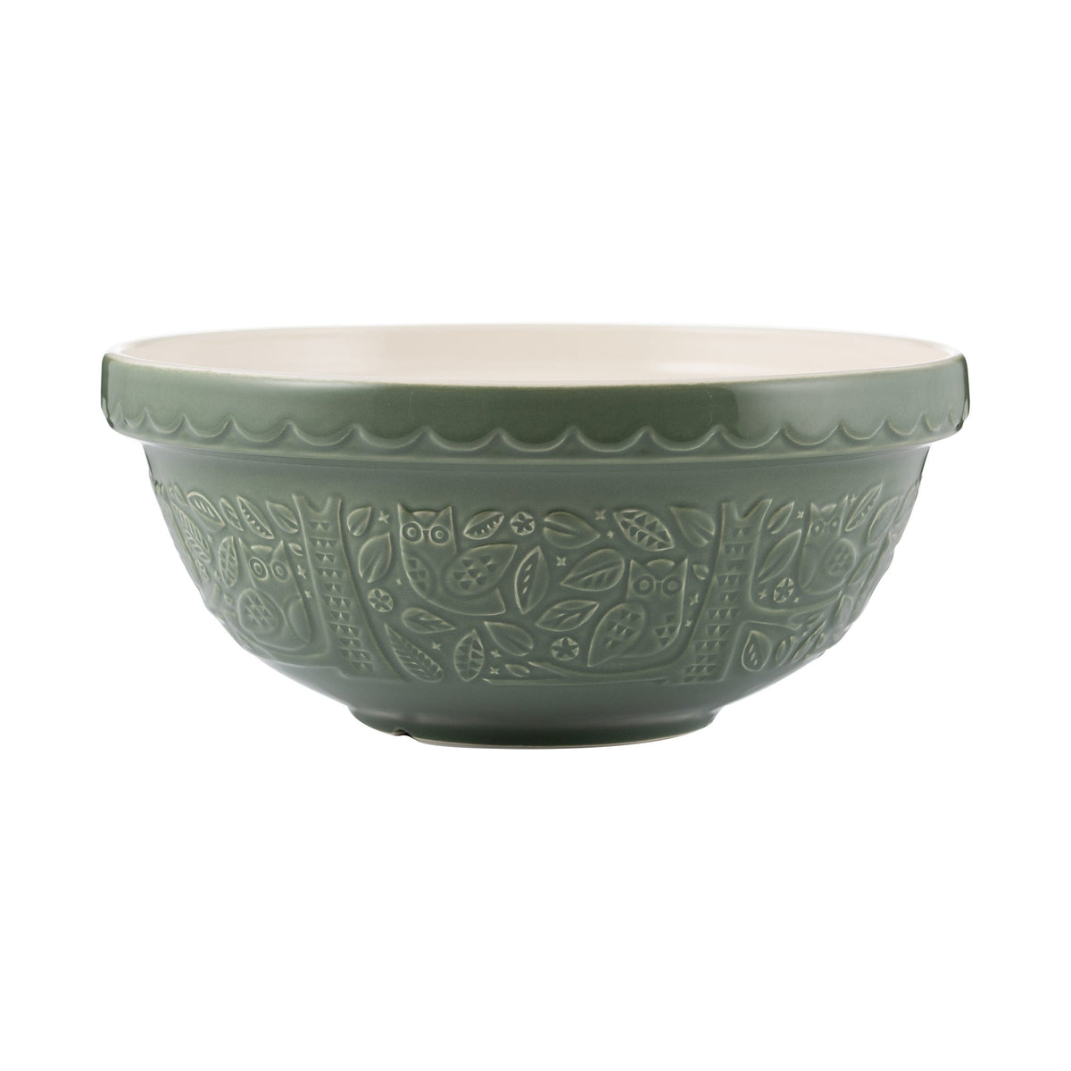 Mason Cash In The Forest forest green owl embossed ceramic mixing bowl 26cm with cream glazed interior