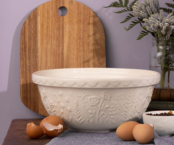 Mason Cash In The Meadow Rose Mixing Bowl 29cm on kitchen bench lifestyle