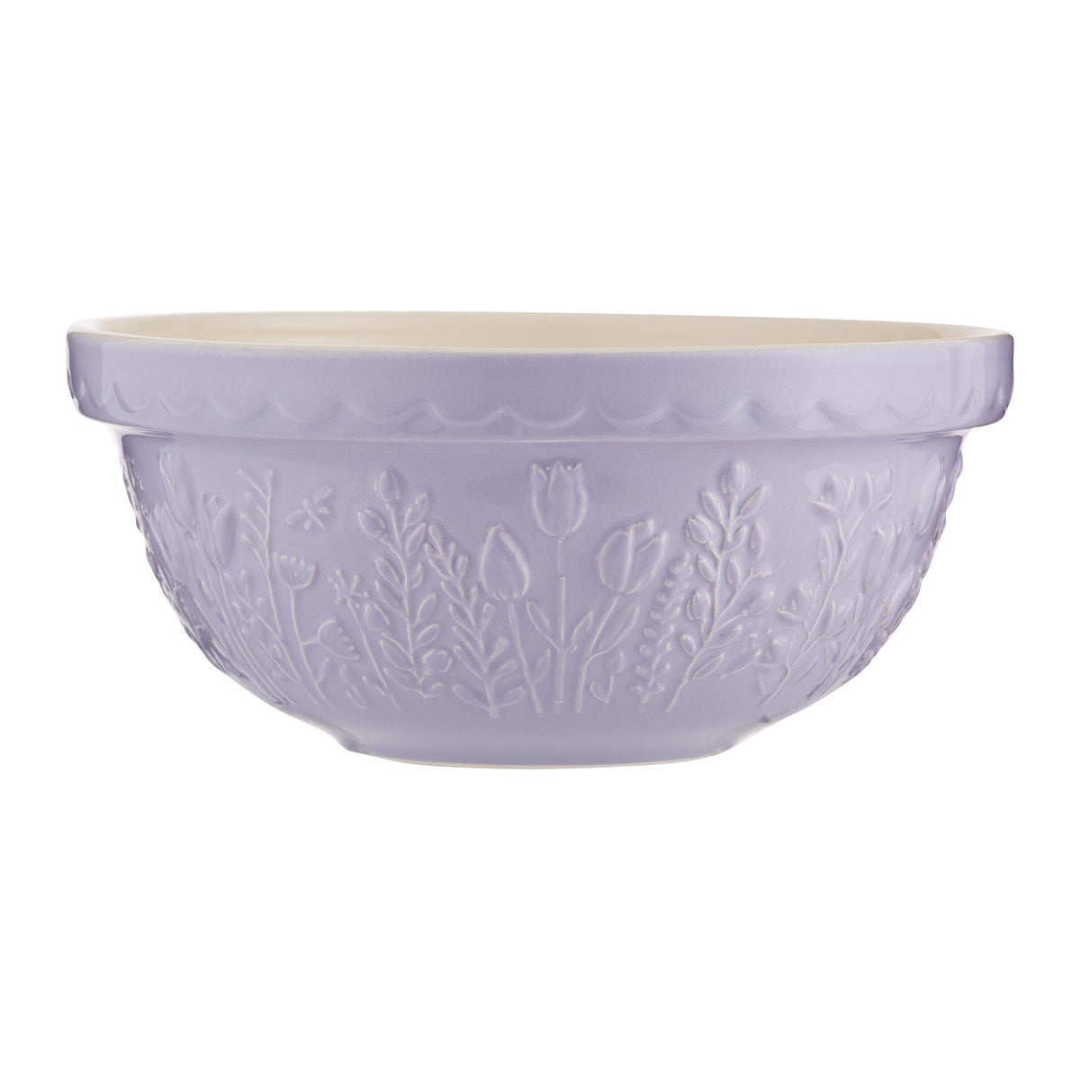 Mason Cash In The Meadow Tulip Mixing Bowl 24cm Lilac - embossed stoneware mixing bowl