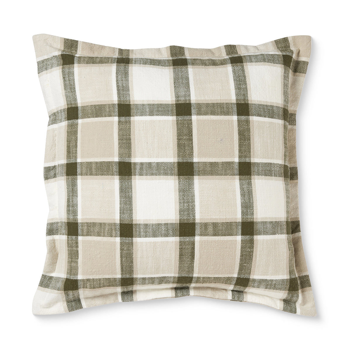 Keaton Green Slub Check Cushion