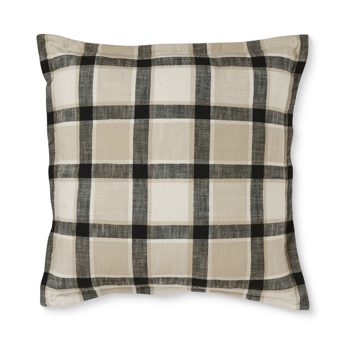 Keaton Black Slub Check Cushion