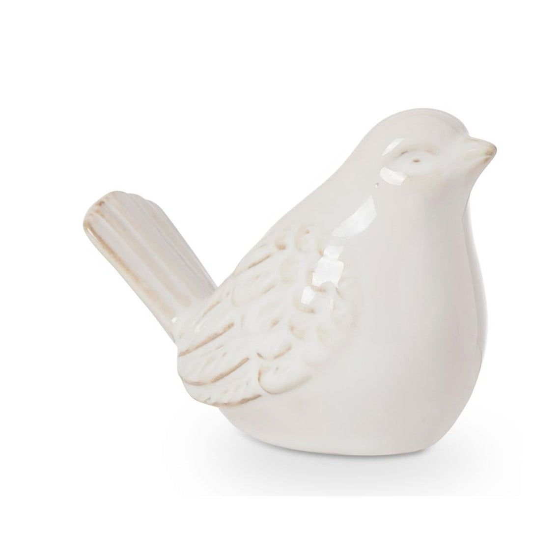 Madras Link swallow ceramic bird in cream, head-forward pose
