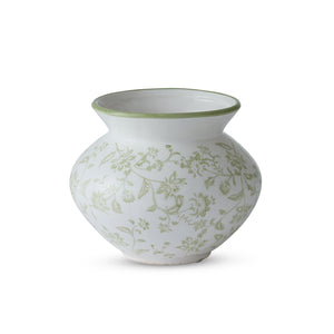 Madras Link Arles Green Stamped Vase - small green ceramic vase with stamped pattern