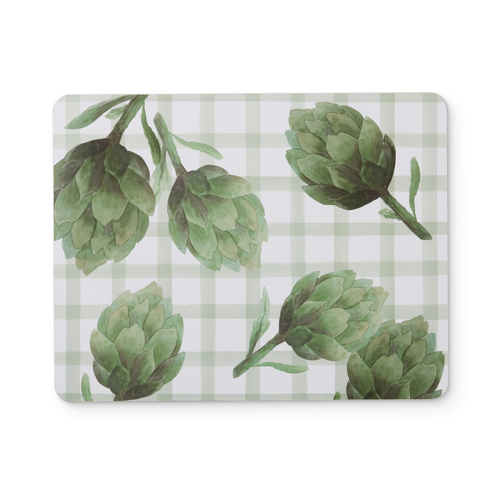 Madras Link Artichoke Rectangle Hard Placemat Set of 4 - botanical tableware