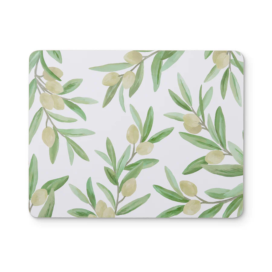 Madras Link Sicilian Olive Rectangle Hard Placemat Set of 4 - Mediterranean tableware
