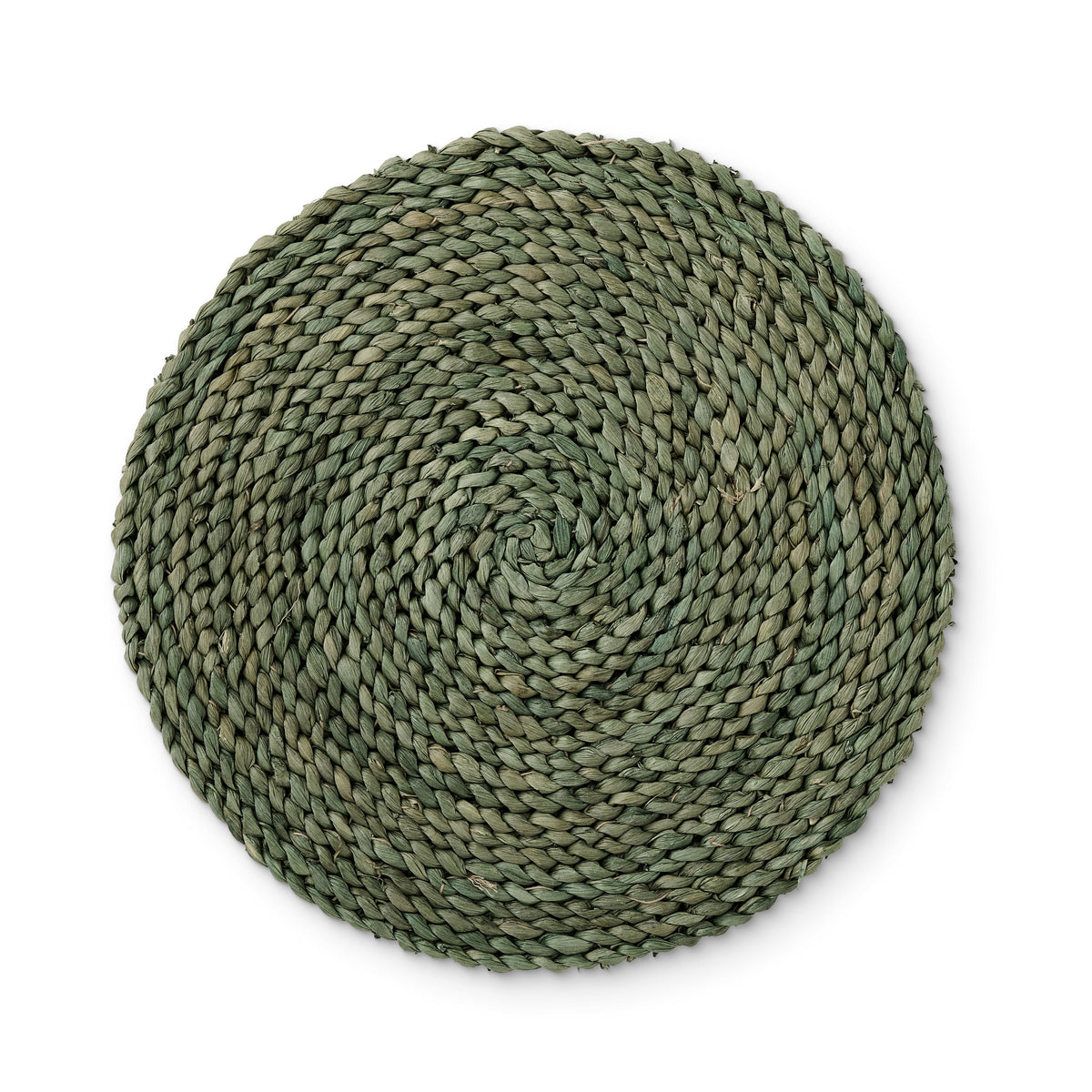 Madras Link Braided Round Placemat 33cm Olive - woven maize fibre placemat