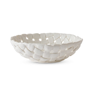Woven Ceramic Bowl D26x3.8cm – White